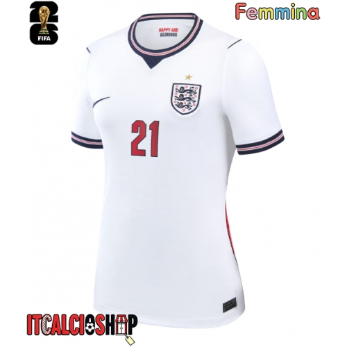 Inghilterra Eberechi Eze #21 Prima Maglia Femmina Mondiali 2026 Manica Corta